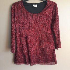 Creative design works red sparkle ruffled top